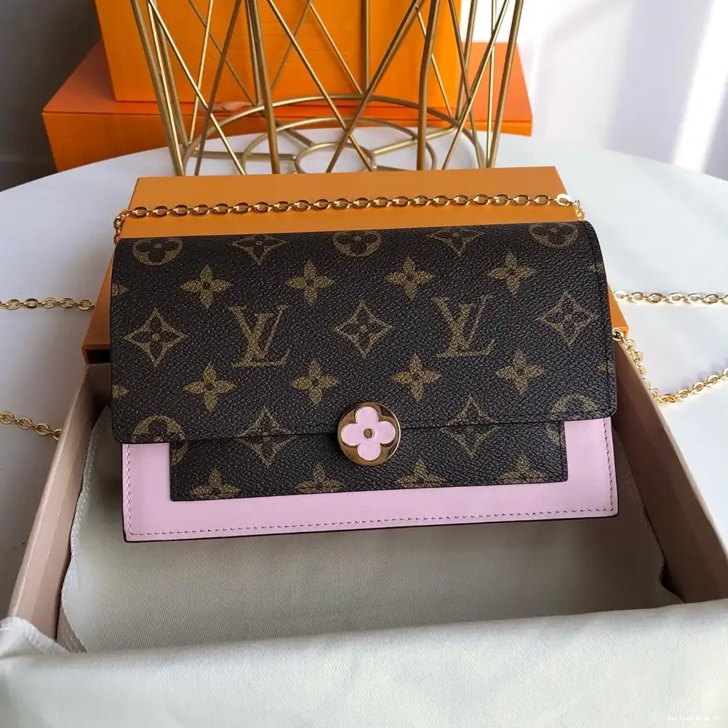 Affordable LOUIS FLORE CHAIN WALLET VUITTON 0608